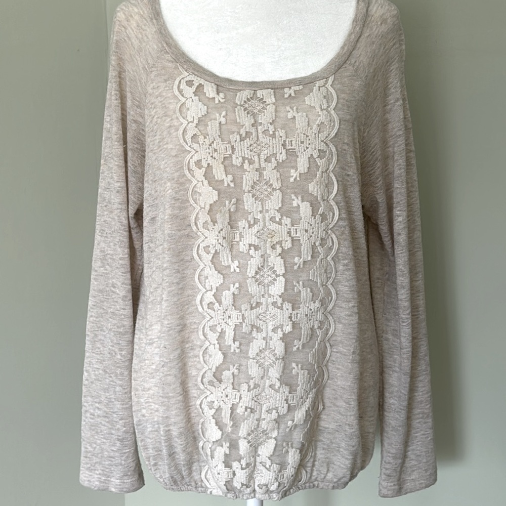 Bobeau- Lace Front Blouse